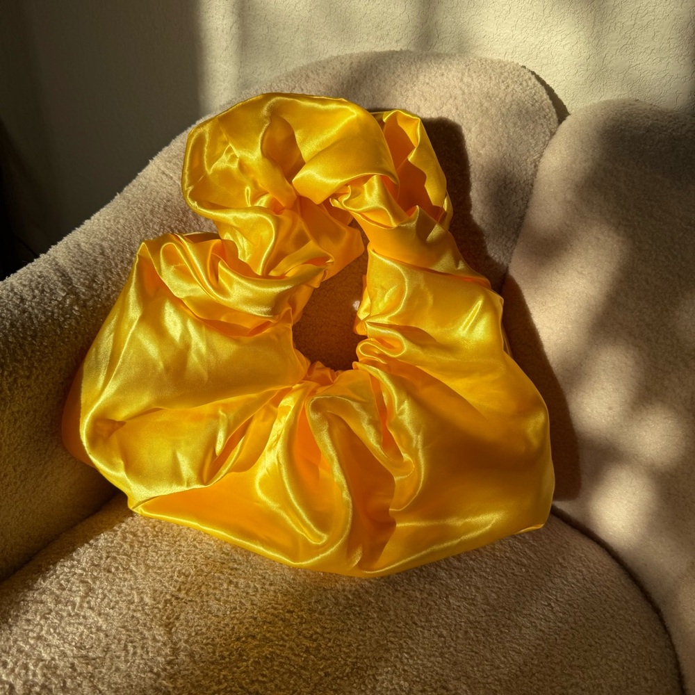 Yellow Satin Bounce Baguette Bag by Room Shop
